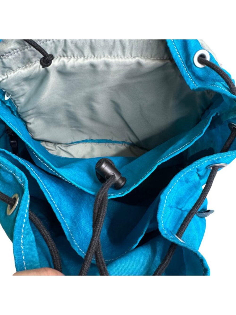 Kipling Drawstring Blue Nylon Backpack Multiple Compartments Compact Lightweight - Picture 9 of 9